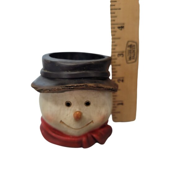 Christmas Candle Holder Snowman Votive Tea Light Wooden Holiday Decoration - Picture 8 of 9